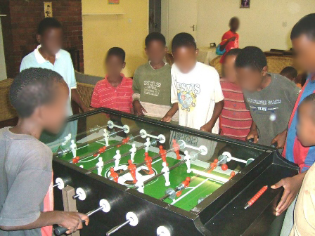 Boys Playing Table Soccer